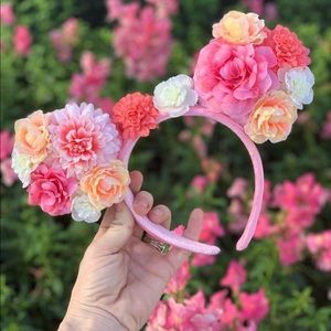 Epcot Flower and Garden Pink Floral Minnie Mickey Ears from Walt Disney World